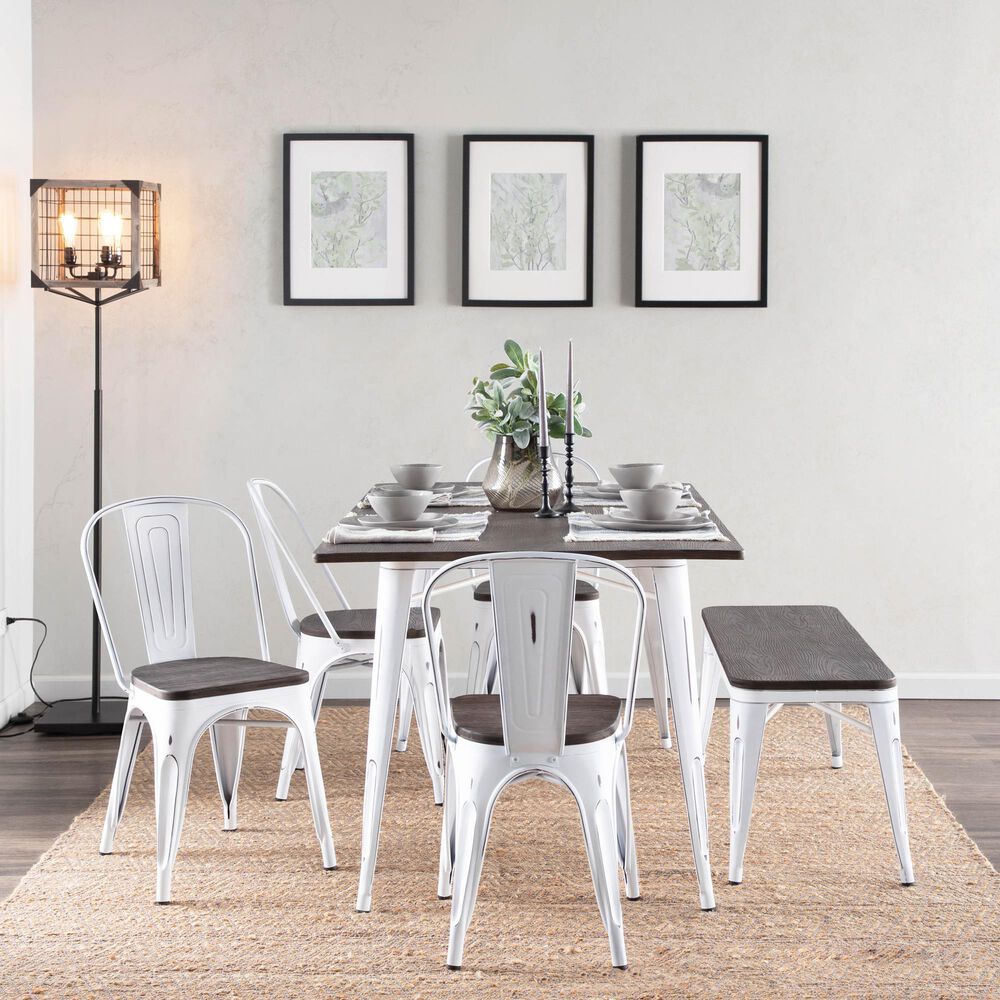 Lumisource Oregon Stackable Dining Chair in Esoressi/Vintage White &#40;Set of 2&#41;, , large