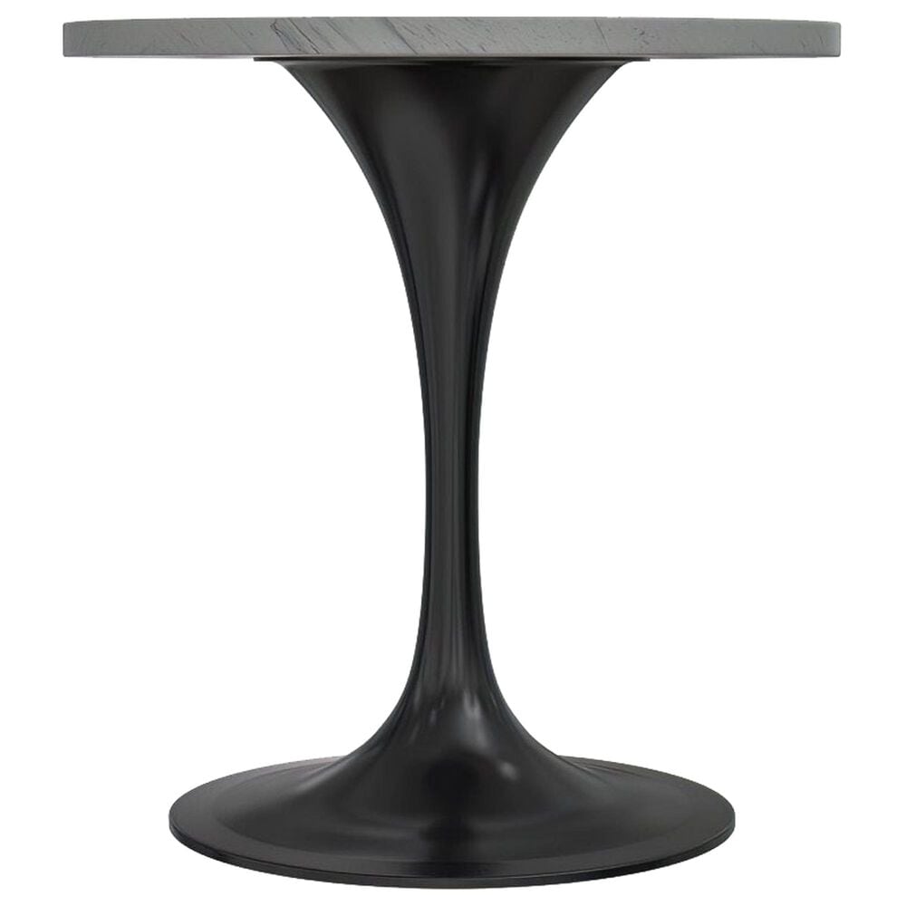 Leisuremod LeisureMod Verve Collection 27 Round Dining Table, Black Base with Laminated White Marbleized Top, , large