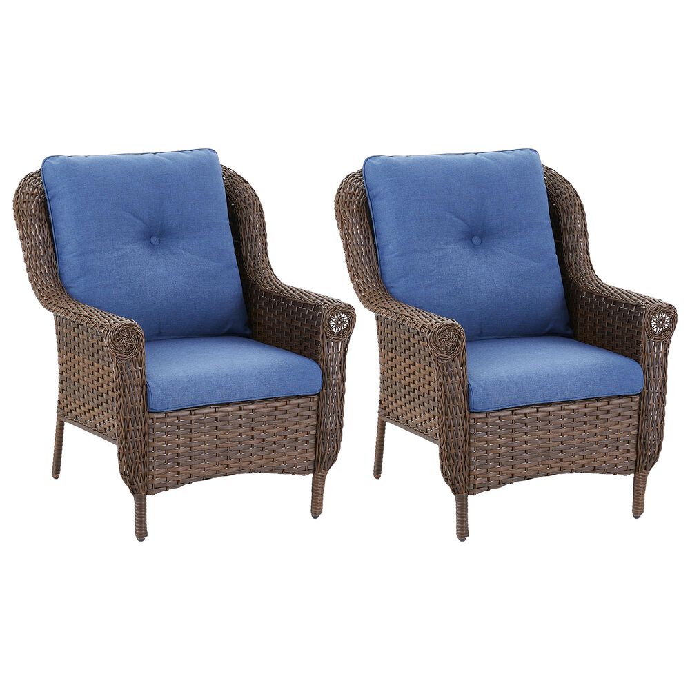 Sunwell Garden 36" Patio Stationary Chair with Wicker Armrest in Navy (Set of 2), , large