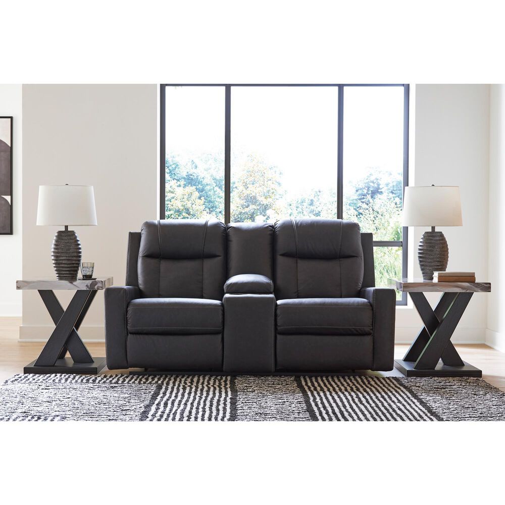 Ashley Mackmenville Manual Double Reclining Loveseat with Console in Carbon, , large