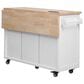HOMLUX 56.5"" Kitchen Island with Drop Leaf in White and Natural, , large