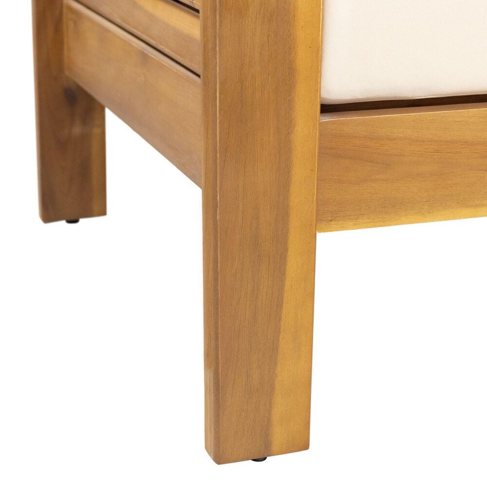 Hearth and Haven 2-Piece Patio Conversation Set with Cream Cushion in Teak, , large