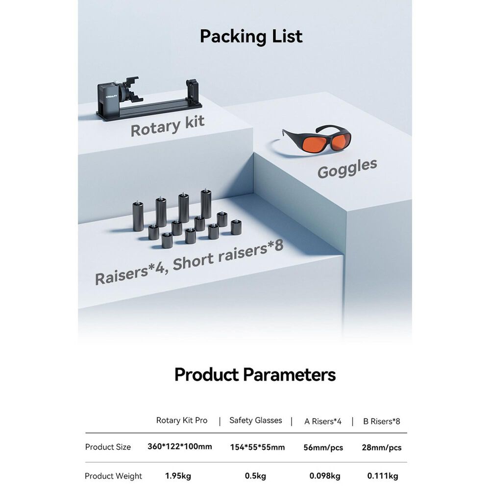Creality 3D Technology Rotary Kit Pro Upgrade Package for Falcon A1 in Black, , large