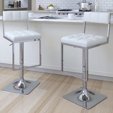 CorLiving Adjustable Barstool in White (Set of 2), , large