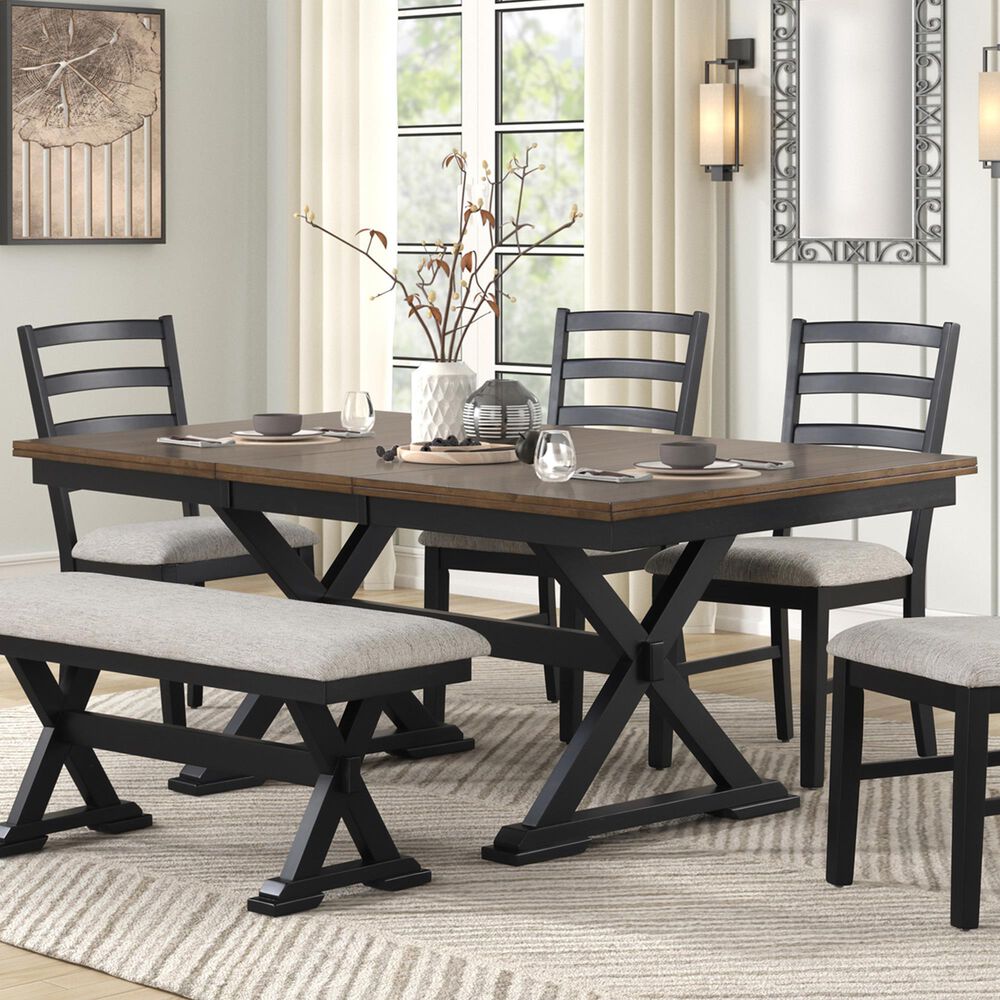 Lifestyle Modern Farmhouse Trestle Dining Table in Black and Grey - Table Only, , large