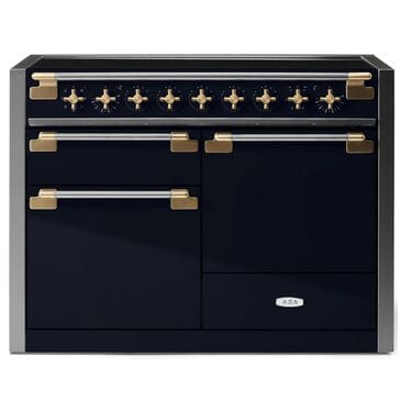AGA Elise 6 Cu. Ft. 48" Freestanding Dual Fuel Range with Antique Brass Handle and Knobs in Matte Black, , large
