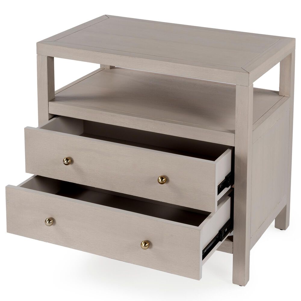 Butler Specialty Company Nora 2-Drawer Wide Nightstand with Open Shelf in Antique Taupe, , large