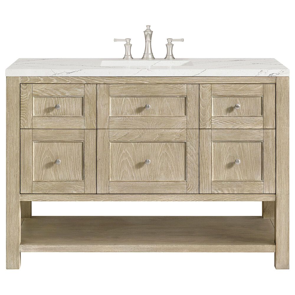James Martin Vanities Breckenridge 48&quot; Single Vanity in Whitewashed Oak with 3 cm Ethereal Noctis Quartz Top, , large
