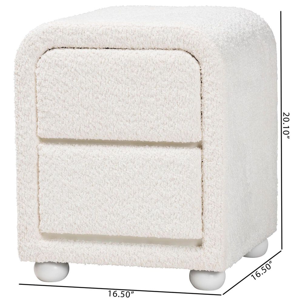 Baxton Studio Bonilla 2-Drawer Nightstand in White, , large