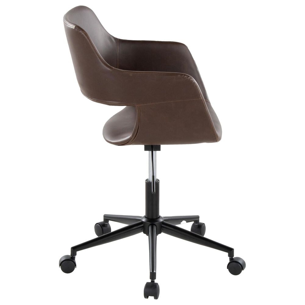 Lumisource Margarite Task Chair with Espresso Faux Leather Cushion in Black, , large