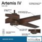 Minka-Aire Artemis IV 64" Ceiling Fan with LED Light and Toned Tobacco Blades in Oil Rubbed Bronze, , large