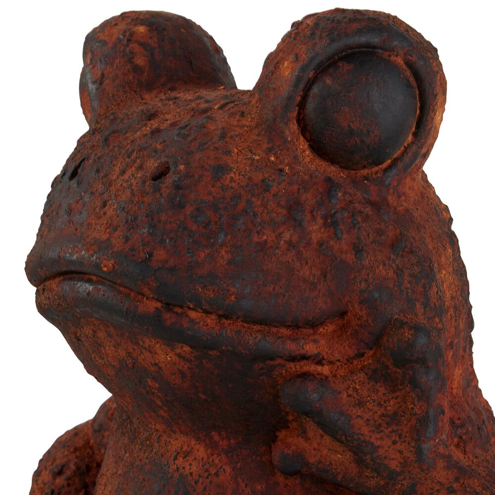 Maple and Jade 16&quot; Rustic Magnesium Oxide Frog Garden Sculpture in Rust, , large