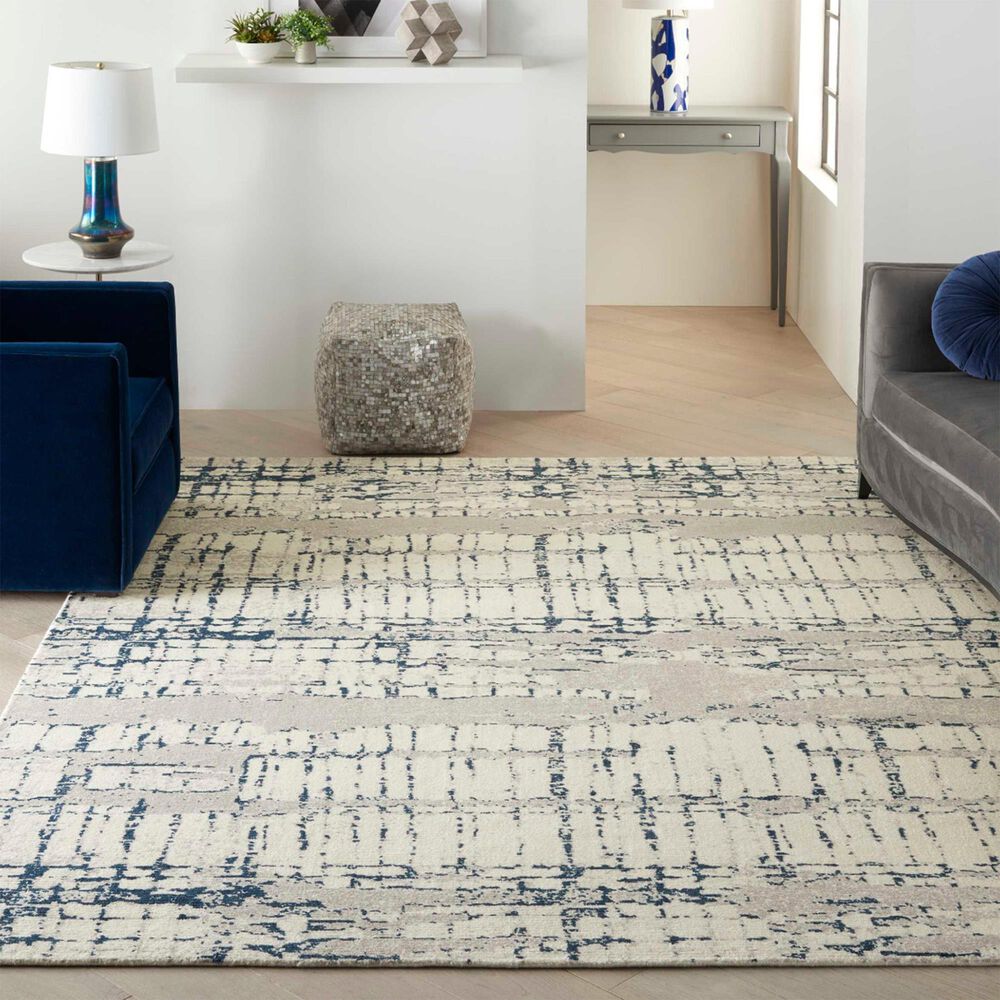 Nourison Twilight 12&#39; x 15&#39; Ivory and Navy Area Rug, , large