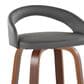 LumiSource Grotto Swivel Bar Stool with Grey Faux Leather Upholstery in Walnut Wood and Black (Set of 2), , large