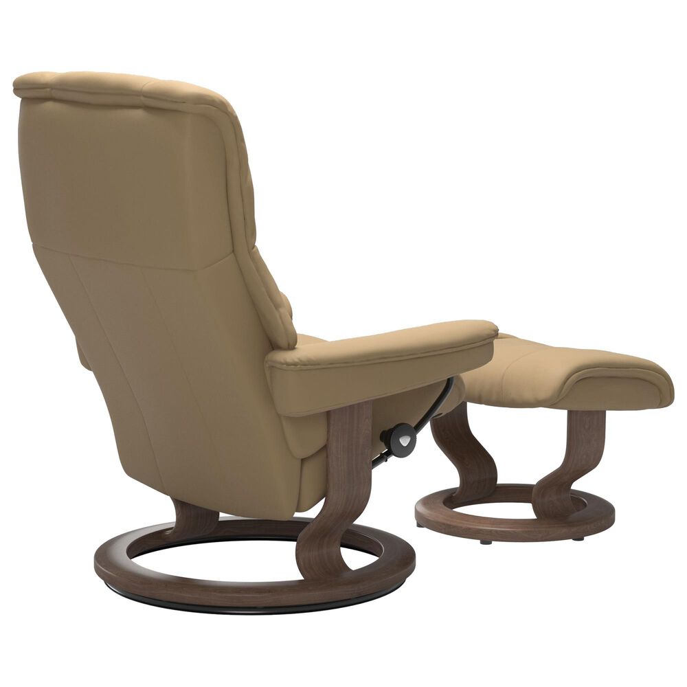Stressless Mayfair Large Chair and Ottoman with Walnut Base in Paloma Sand, , large