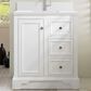 James Martin Vanities De Soto 30" Single Bathroom Vanity in Bright White with Single Hole 3 cm White Zeus Quartz Top and Rectangular Sink, , large