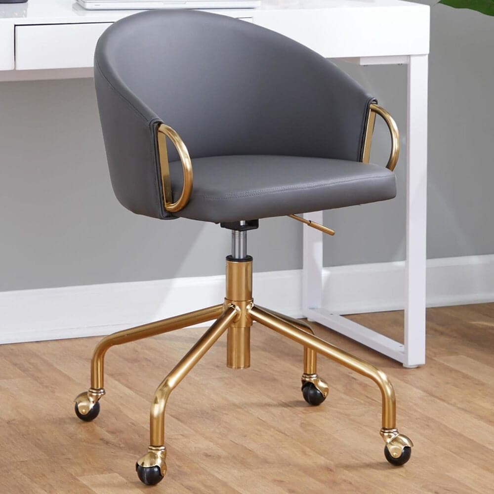Lumisource Claire Task Chair with Grey Cushion in Gold, , large