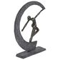 Maple and Jade 15" x 12" Resin Dancer and Crescent Moon Shaped Sculpture in Dark Gray and Gold, , large