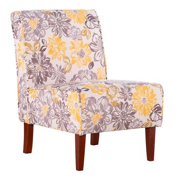 Linden Boulevard Lily Bridey Chair with Dark Walnut Legs in Gray and Yellow, , large