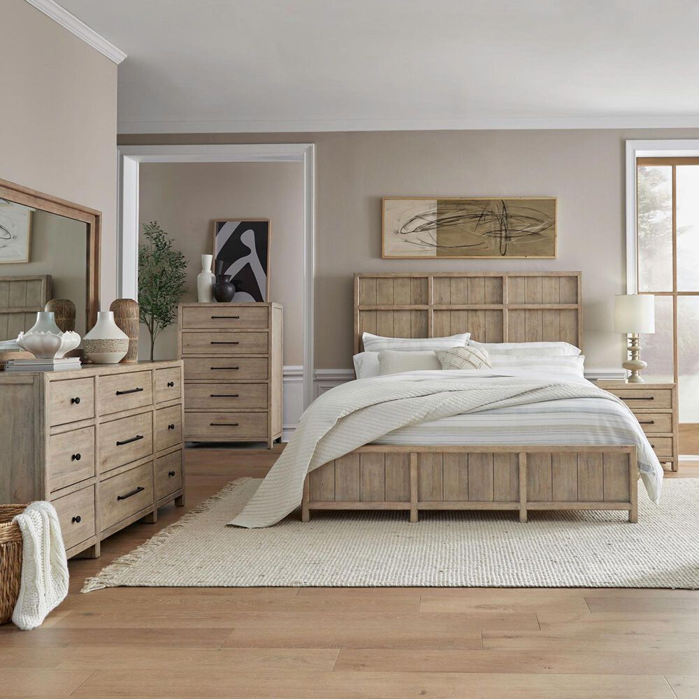 Belle Furnishings Proximity Place 5-Piece Queen Panel Bedroom Set in Barley Buff, , large