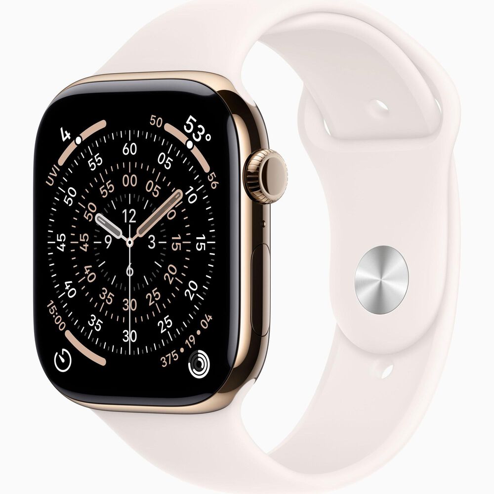 Apple Watch Series 11 (GPS + Cellular) 46mm Gold Titanium Case with Light Blush Sport Band - M/L, , large