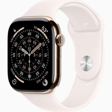 Apple Watch Series 11 (GPS + Cellular) 46mm Gold Titanium Case with Light Blush Sport Band - M/L, , large