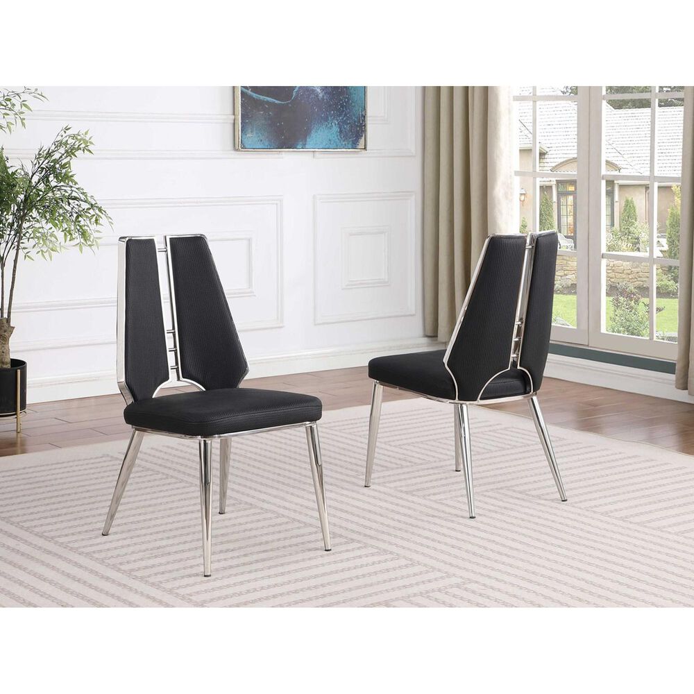 Monroe Tessa Side Chair in Polished Stainless Steel, , large