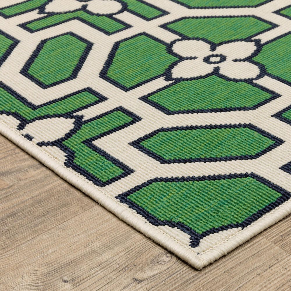 Oriental Weavers Havana Ivory and Green 9'10" x 12'10" Indoor/Outdoor Area Rug, , large