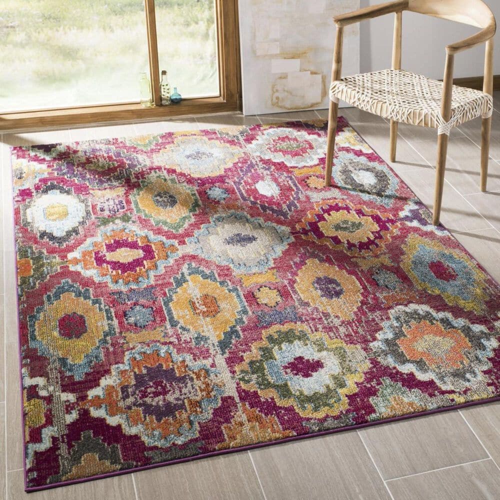 Safavieh Monaco MNC265Q 4&#39; x 5&#39;7&quot; Red and Blue Area Rug, , large