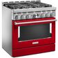KitchenAid 36" Professional Dual Fuel Range in Passion Red, , large