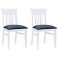 Linon Home Decor Jenny Side Chair with Navy Blue Faux Leather Cushion Seat in White (Set of 2), , large