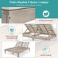 HOMLUX Patio 2-Person Chaise Lounge with Folding Side Tables and Gray Frame in Beige, , large