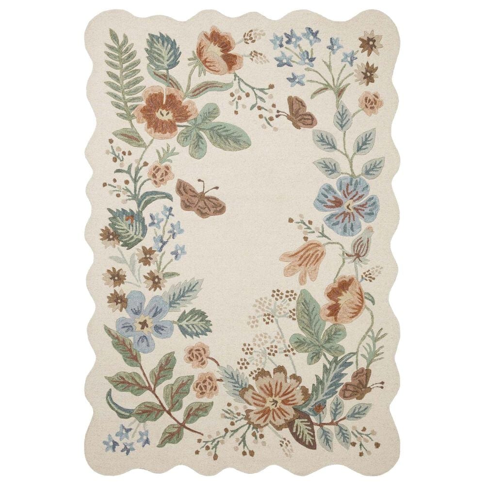 Rifle Paper Co Crafted by Cloth and Company Silhouette 2"3" x 3"9" Cream Area Rug, , large