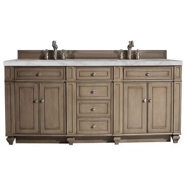 James Martin Vanities Bristol 72" Double Bathroom Vanity in Whitewashed Walnut with 3 cm Victorian Silver Quartz Top and Rectangular Sinks, , large