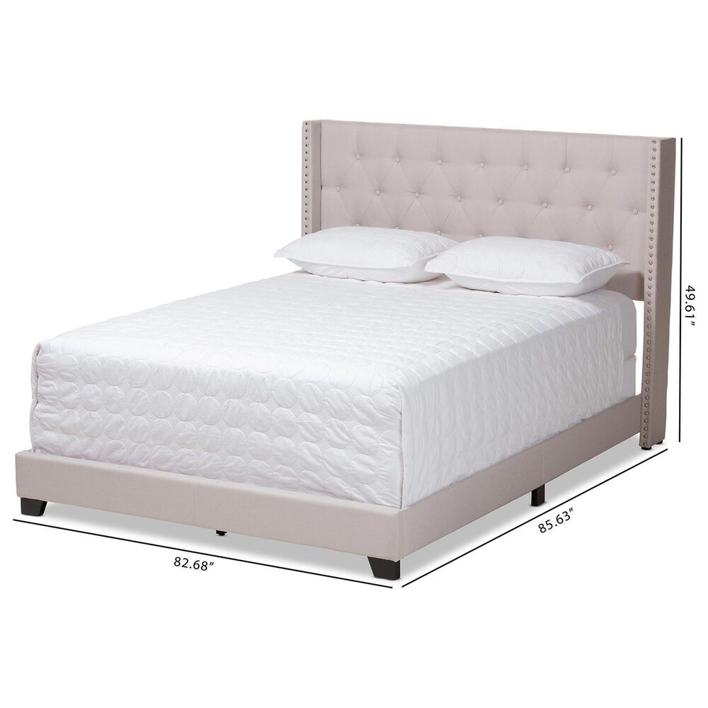Baxton Studio Brady King Upholstered Bed in Beige, , large