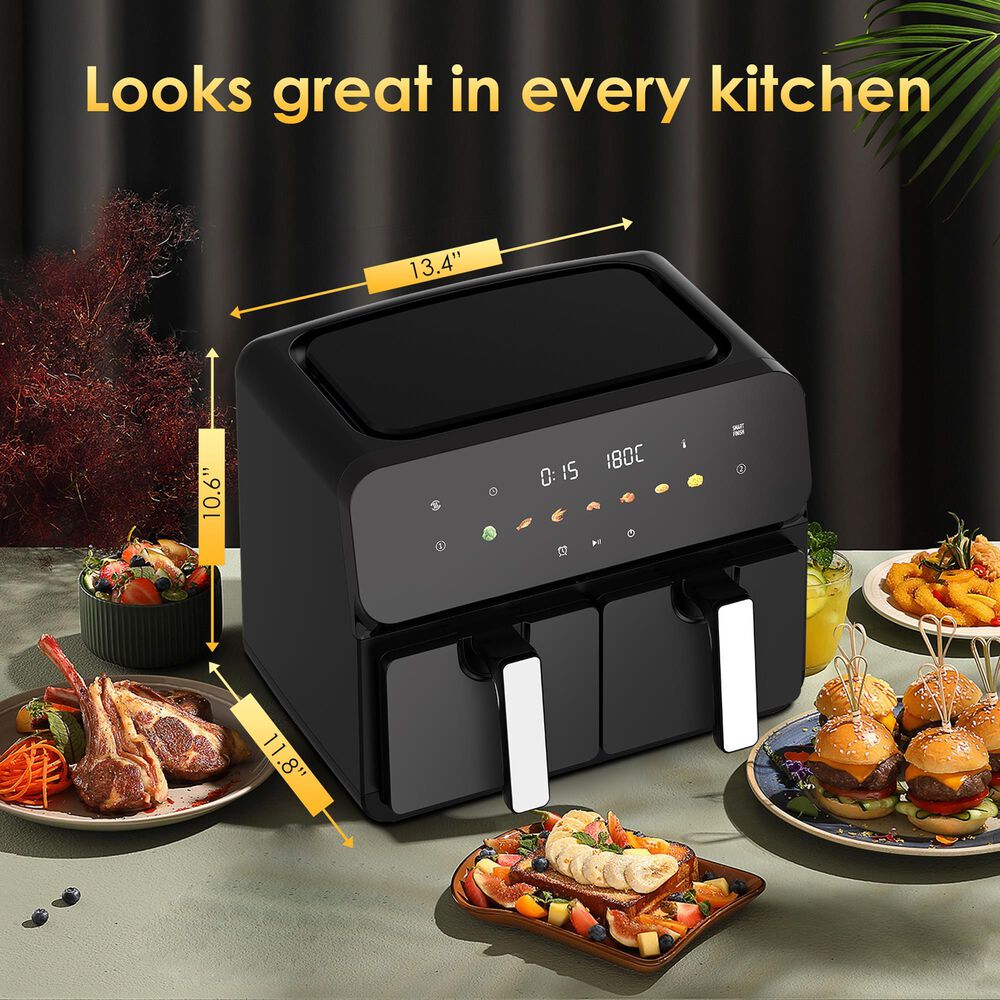 HOMLUX 10 Qt Dual Air Fryer with SyncCook in Black, , large