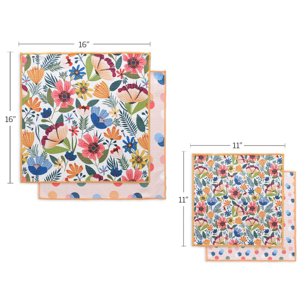 Werkshoppe Field of Flowers All Purpose Towel in Blue and Multicolor &#40;Set of 4&#41;, , large