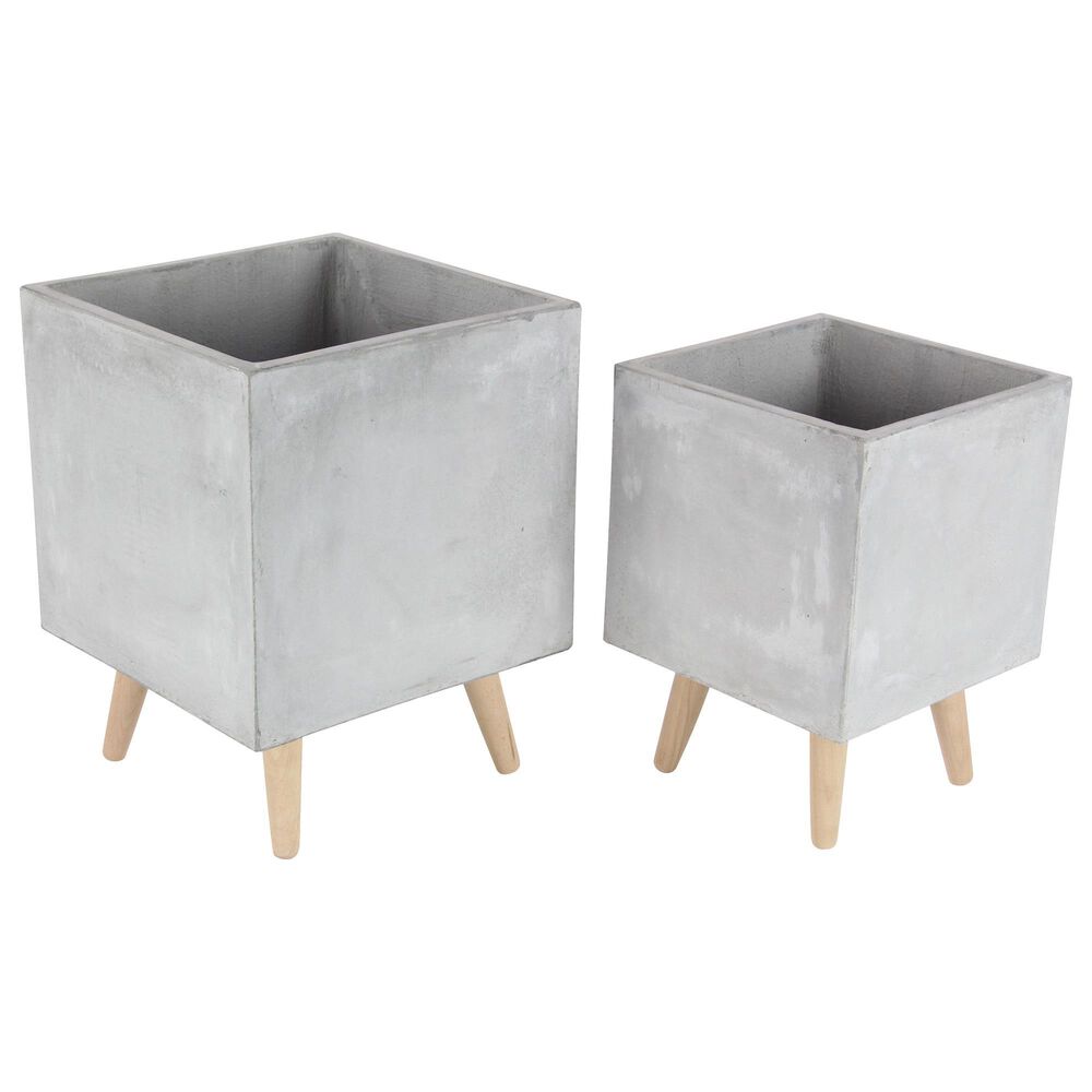 Maple and Jade Assorted Square Planters in Grey (Set of 2), , large