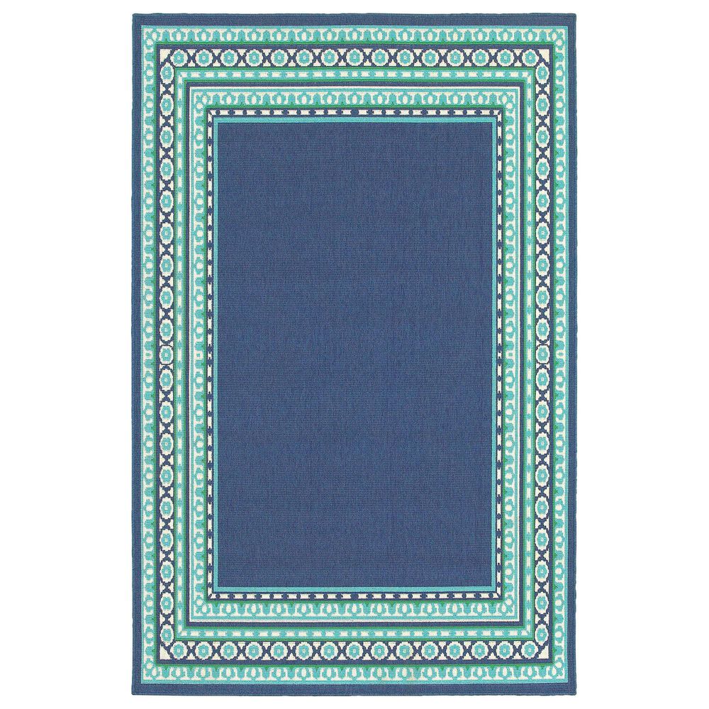Oriental Weavers Meridian Navy and Green 6"7" x 9"6" Indoor/Outdoor Area Rug, , large