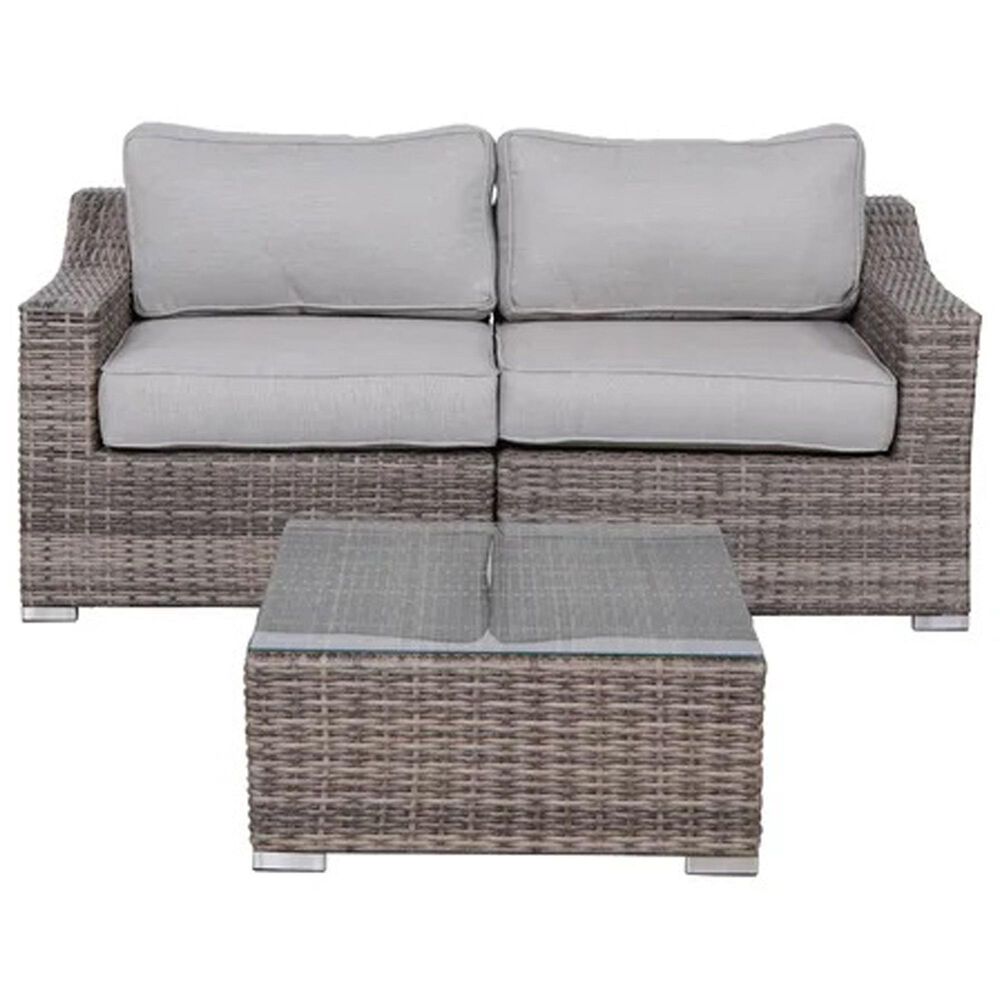 Hearth and Haven 2-piece Outdoor Wicker Conversation Set with Loveseat in Gray, , large