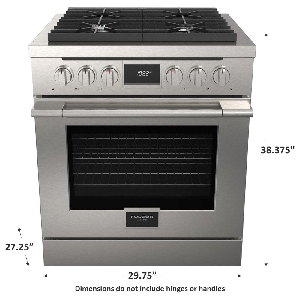 Fulgor Milano Accento 4.4 Cu. Ft. 30&quot; Professional Dual Fuel Range in Stainless Steel, , large