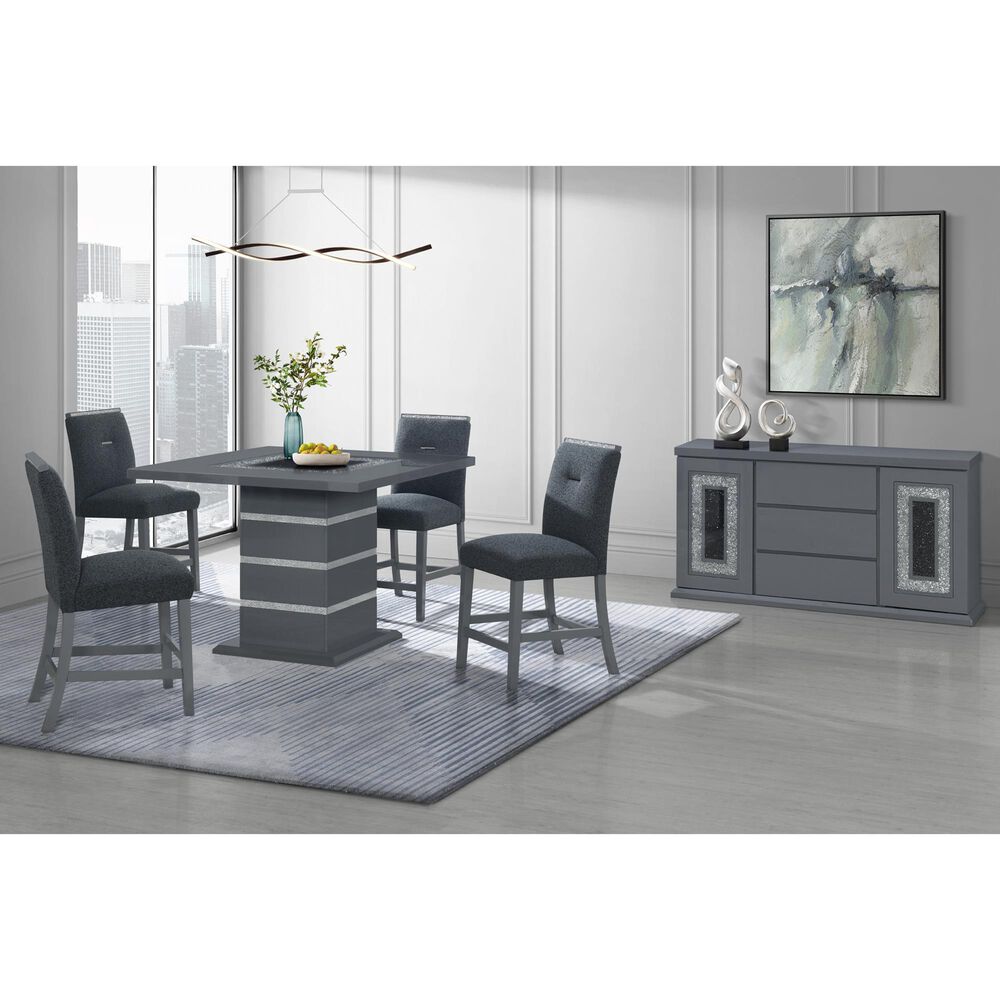 Global Furniture USA Monaco Side Chair in Dark Grey and Silver, , large
