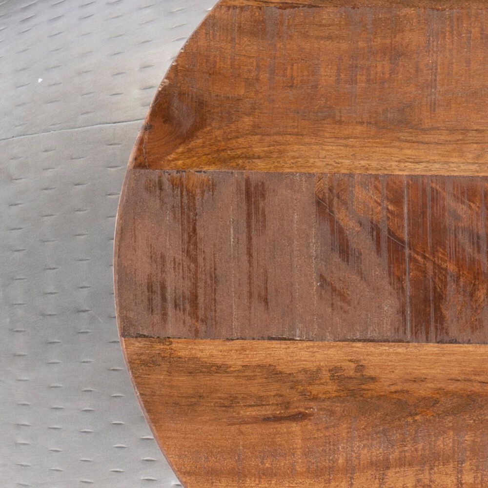 Linon Home Decor Royce 19" Drum Side Table with Storage in Brass, , large