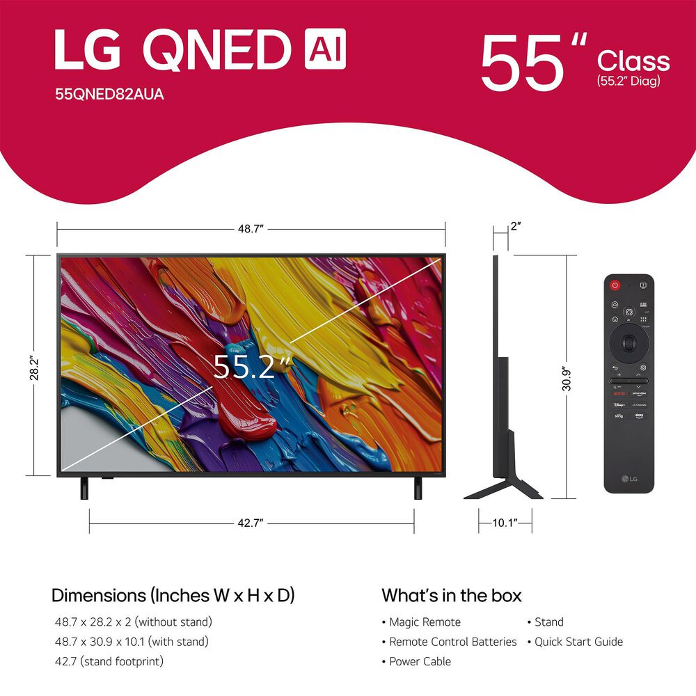 LG 55" Class QNED82A Series AI 4K Ultra HD in Black - Smart TV, , large