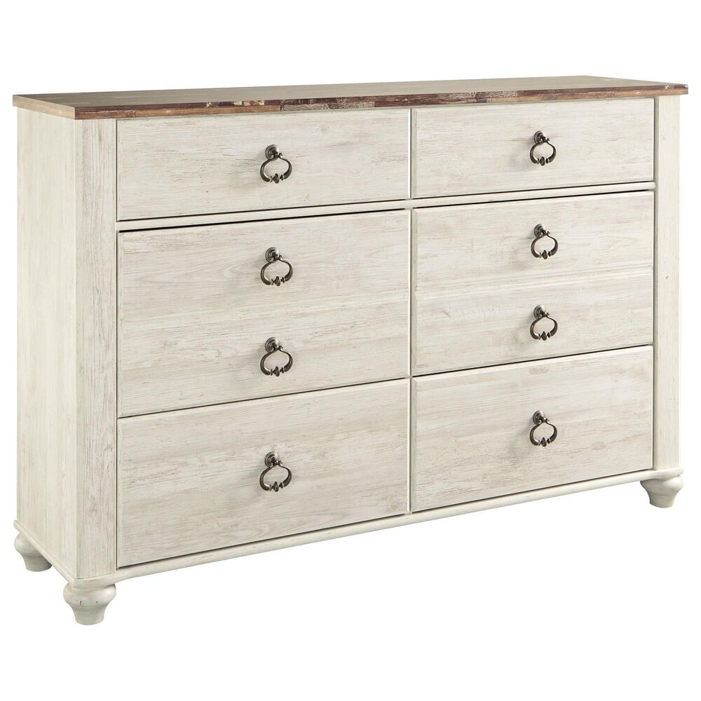 Ashley Willowton 6 Drawer Dresser in White Washed Finish, , large