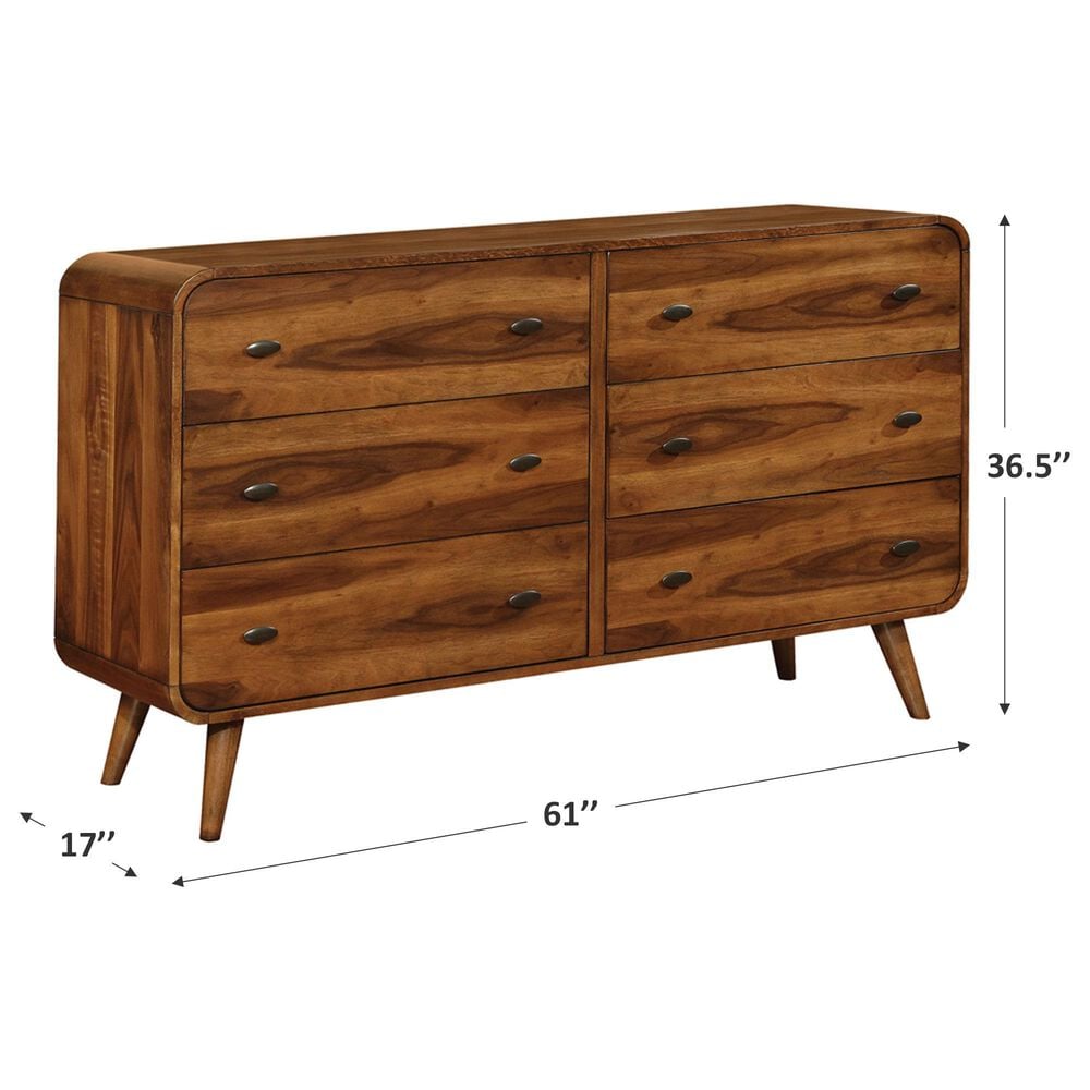 Pacific Landing Robyn 6 Drawer Dresser in Dark Walnut, , large