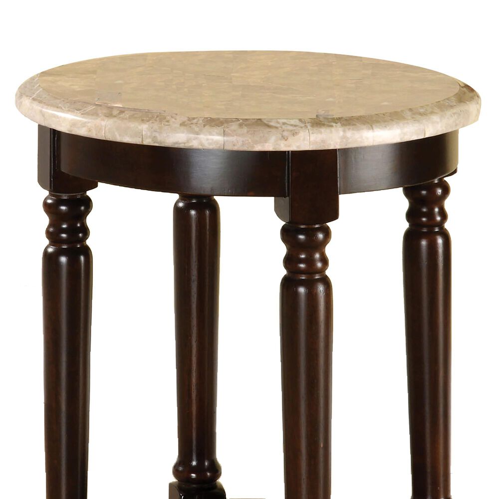 Furniture of America Goncalves End Table with Ivory Marble Top in Dark Cherry, , large