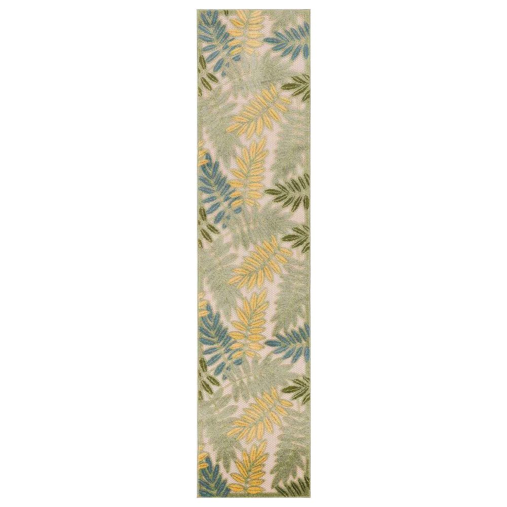 Nourison Aloha Nature 2" x 6" Green and Multicolor Indoor/Outdoor Runner, , large