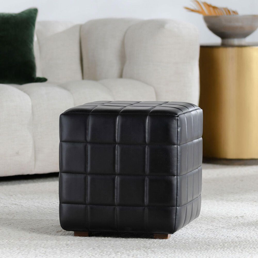 Classic Home Carlo 18" Square Ottoman in Midnight Raven, , large