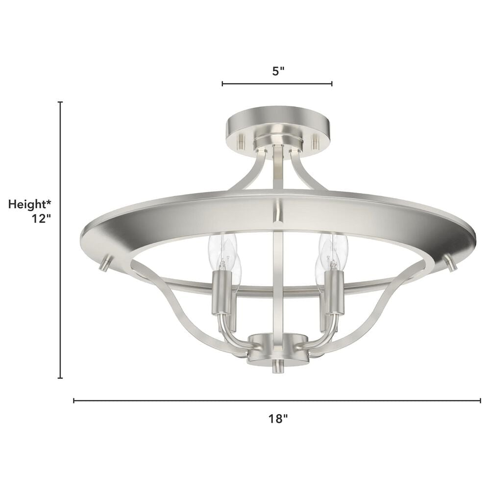 Hunter Perch Point 4-Light Semi-Flush Mount in Brushed Nickel, , large